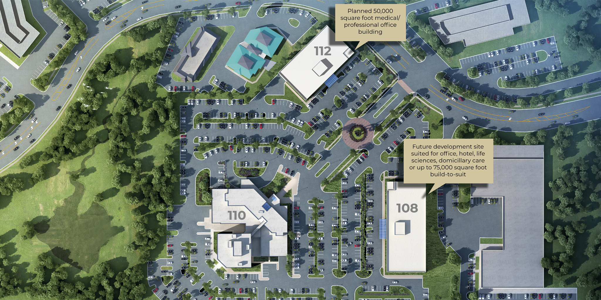 Gov Place Master Plan aerial view for website labelled