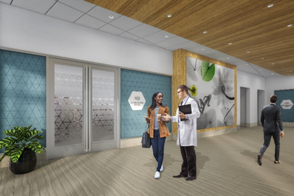 Guilford Interior Interior of the medical building with patient talking to doctor
